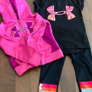 Bundle of Girls Under Armour shirt, capri, hoodie